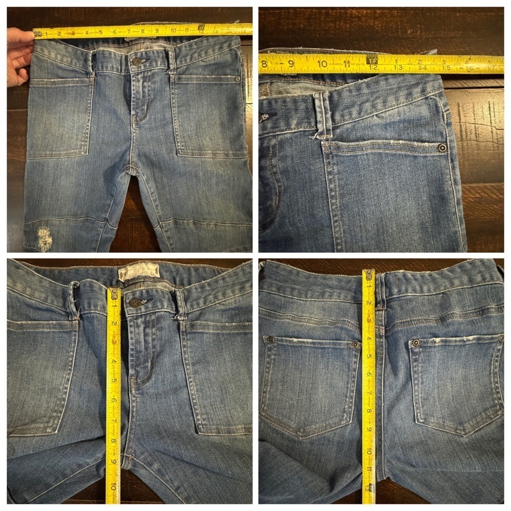 Free People Moto Skinny Distressed Jeans Blue 28 Edgy Biker Utility Denim - Picture 9 of 17